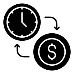 Dollar inside stopwatch, icon of time is money
