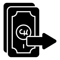 Banknote icon, solid design of paper currency 