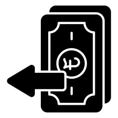 Banknote icon, solid design of paper currency 