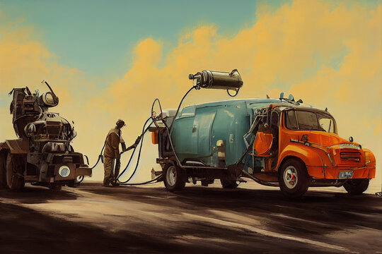 Cleaners of Vehicles and Equipment ,Painting style V1 High quality 2d illustration