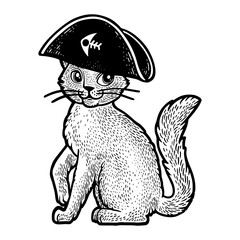 Pirate cat character sketch PNG illustration with transparent background