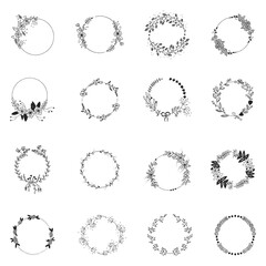 Handdrawn floral circular frame collection Free Vector