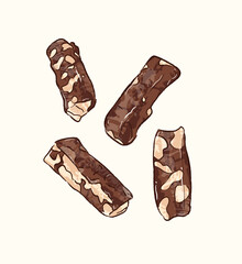 Jujube Walnut Nougat in flat vector illustration