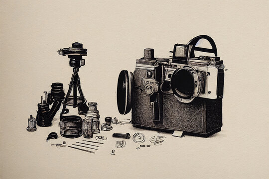 Camera and Photographic Equipment Repairers ,Hand Drawn V2 High quality 2d illustration
