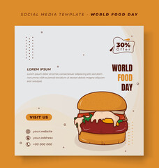 Social media post template in white abstract background for world food day design
