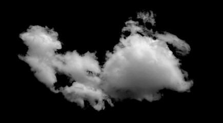 Large white clouds. Cloud isolated on black sky with fluffy white cloudscape texture. Black sky nature background, cloudy, white and black