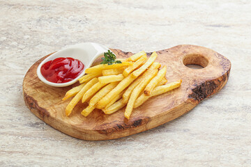 French fried potato over board
