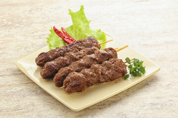 Beef kebab skewer minced meat