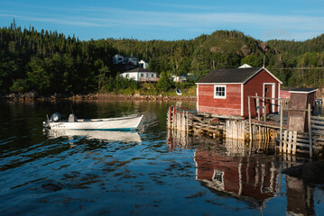 Fototapeta na wymiar Quiet morning on rural fishing community in Newfoundland, Canada.