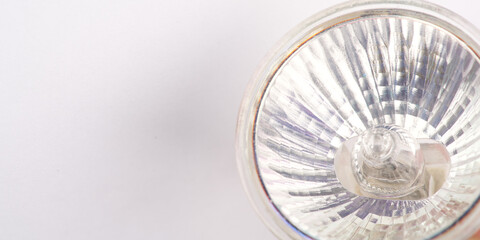 LED light bulb on a white background. Closeup. Space for text