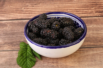 Natural organic blackberry in the bowl