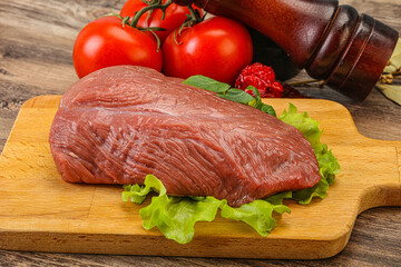 Raw beef cut for cooking