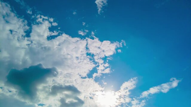Blue sky white clouds.timelapse.Summer blue sky.Cloud time lapse