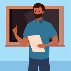 teacher man with chalkboard