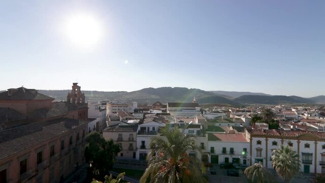 Zafra, Spain, views from above from the Parador Nacional (hotel). Indoor tourism concept.
