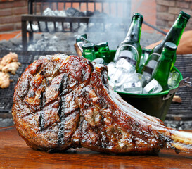 freshly grilled Tomahawk steaks