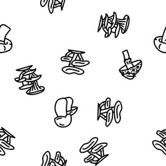 Mushroom Vegetable And Fungus vector seamless pattern thin line illustration