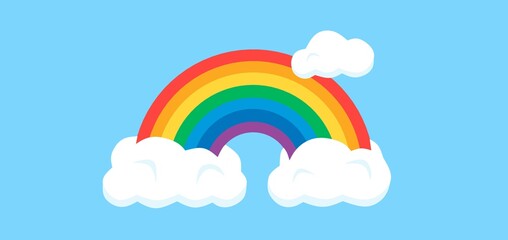 Rainbow on clouds with blue sky