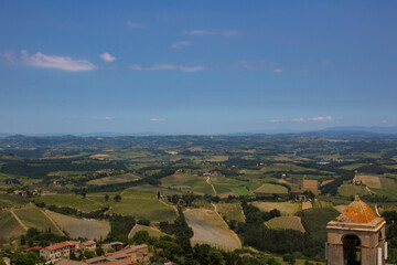 Fototapeta na wymiar Tuscany from a tower in San Gimignano