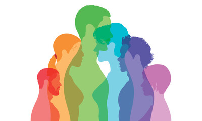 The harmony of collaboration, friendship, and teamwork between people of diverse races or cultures in a society or community. People of different cultures in a flat cartoon.