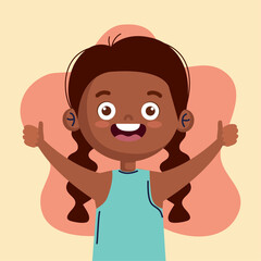 little afro girl celebrating