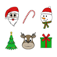set of christmas elements