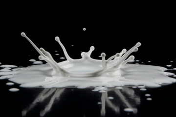 Drop of white paint on Black background