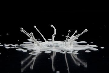 Drop of white paint on Black background