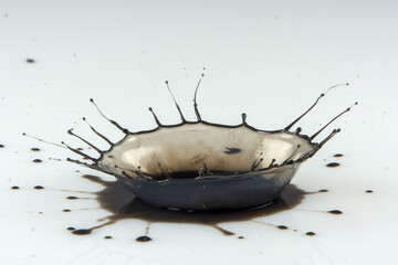 Black paint drop on a White background