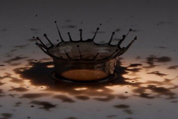 Black paint drop on a White background