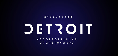 Detroit Abstract digital modern alphabet fonts. Typography technology electronic dance music future creative font. vector illustraion
