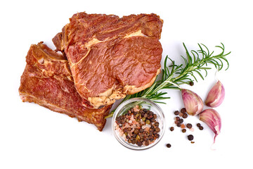 Smoked ribs, isolated on white background. High resolution image.