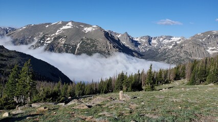 Clouds pouring into a valley, Rocky Mountain National Park, Colorado