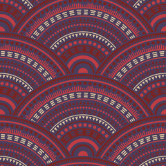 Ethnic circle shapes seamless geometric pattern.