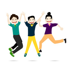 Vector illustration people happy jumping