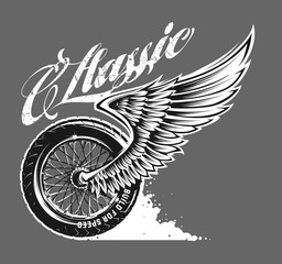 Motorcycle wheel with wing