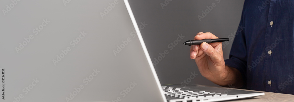 Poster digital contract, electronic documents software ad background, banner with copy space for text