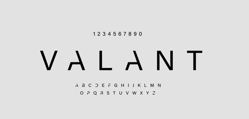 Valant minimal modern alphabet fonts for logo. Typography technology electronic digital music future creative font. vector illustration