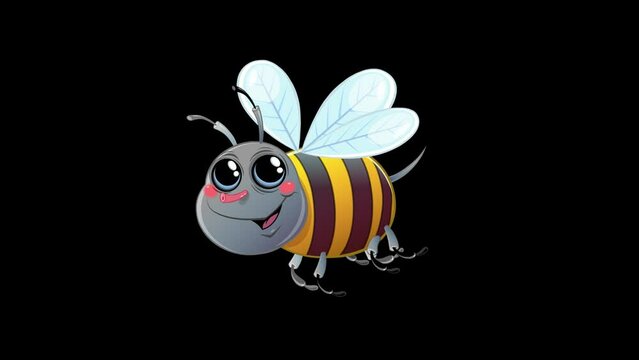 Flying bee loop.
Cartoon loop animation of flying honey bee on alpha channel.
