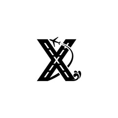 illustration of the alphabet from the letter X with roads, airports, seas, waves, runways and planes