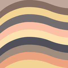 Abstract retro style illustration with pink, orange, yellow, brown, purple, beige and coffee colors waves decoration - 532246120