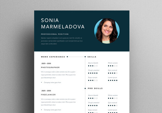 Simple Resume Layout With Blue Accent