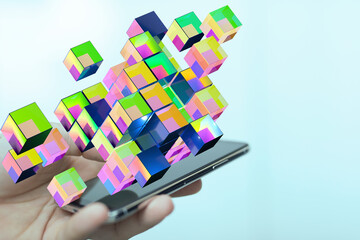Big data and artificial intelligence concept. Machine learning and cyber mind domination