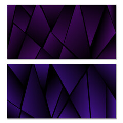 Abstract polygonal pattern. Set of two dark gradient polygonal backgrounds. Background design, cover, postcard, banner, wallpaper