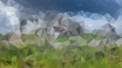 vector abstract irregular polygon background - triangle low poly pattern - color sky blue leaf green mountain grey