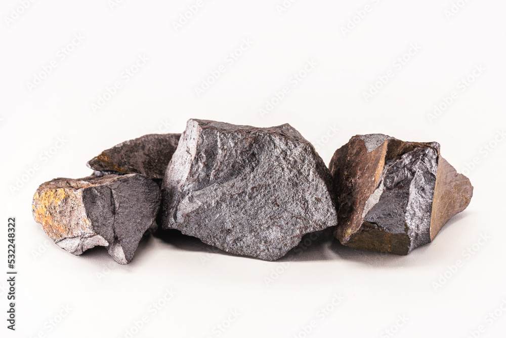 Wall mural steel ore, produced from iron ore, isolated white background - Wall murals