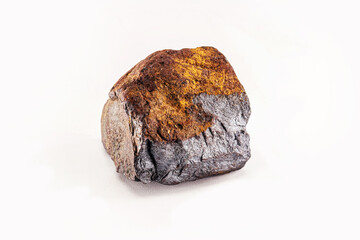 steel ore, produced from iron ore, isolated white background
