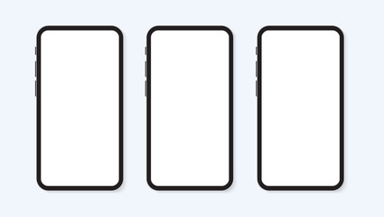 Modern Smartphone With Buttons Mockup Illustration Set For Social Media Advertisement