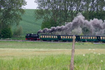 Obraz premium Beautiful old traditional german train at the island ruegen
