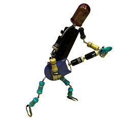 3d man made of led and electronic resistor capacitor parts